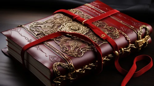 Intriguing Leather-Bound Book with Gold Embellishment