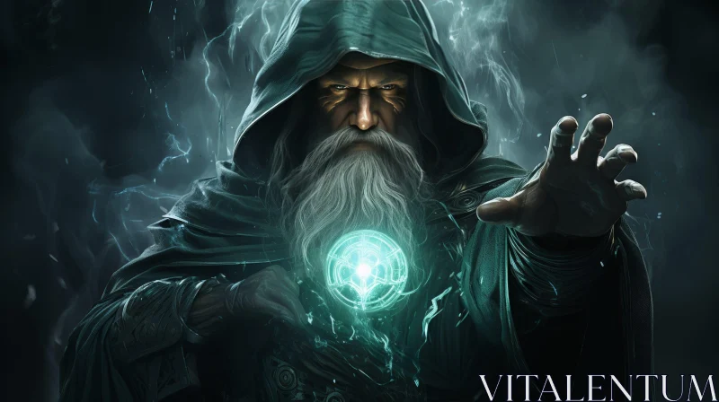 Powerful Wizard Fantasy Illustration AI Image