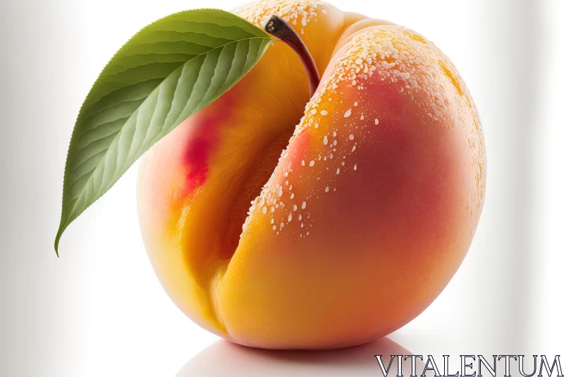 Vibrant Peach with Green Leaf - High-Key Lighting - Zbrush AI Image
