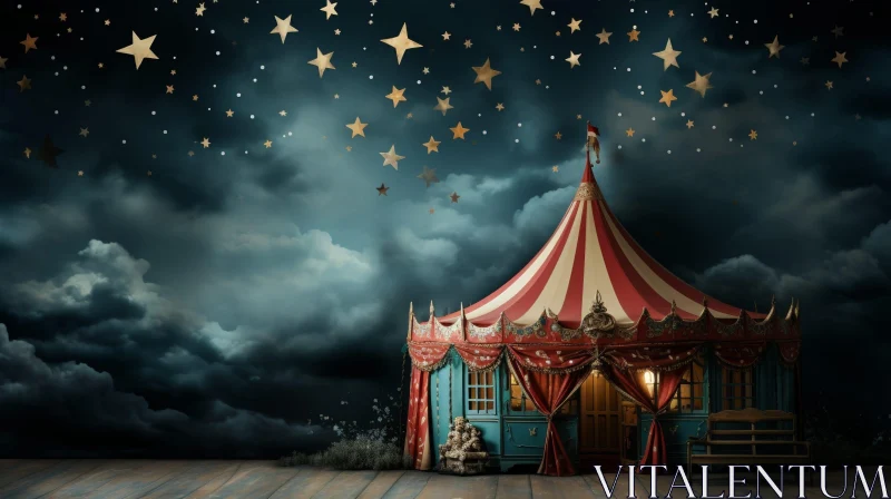 Vintage Circus Tent under Starry Night Sky AI Image