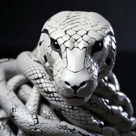 White Snake Statue: A Stark Fusion of Futuristic Realism and Animalier
