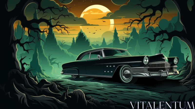Cadillac Eldorado in Dark Forest AI Image