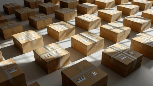 Captivating Cardboard Box Artwork: Intriguing Arrangement of Labels
