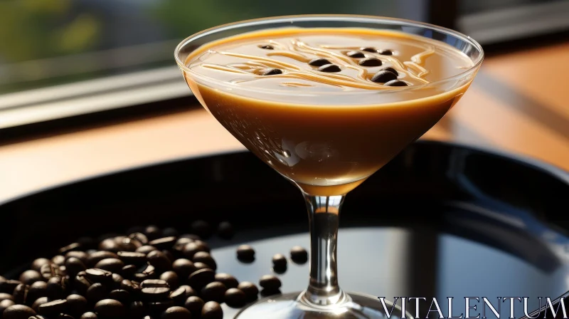 Creamy Coffee Cocktail in Martini Glass AI Image