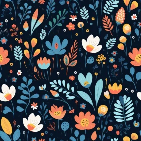 Dark Blue Floral Pattern - Intricate Design