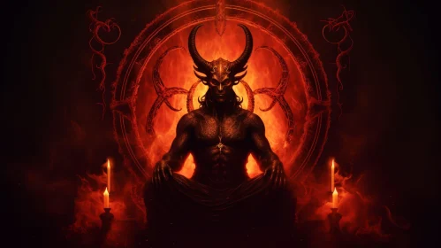 Dark Fantasy Demon on Fiery Throne