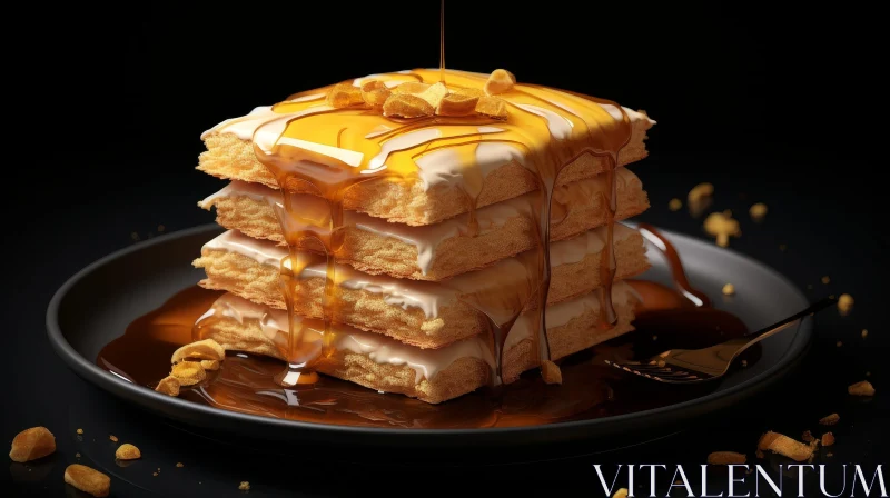 Delicious Honey and Nut Cake Dessert AI Image