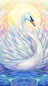 Graceful Swan Illustration at Sunset