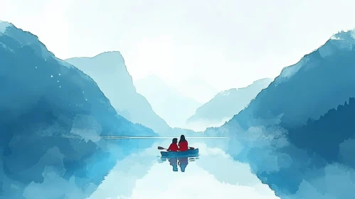 Mountain Lake Watercolor Painting