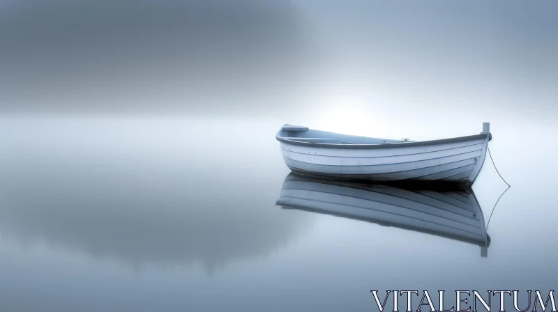 Tranquil Lake Scene with Boat AI Image