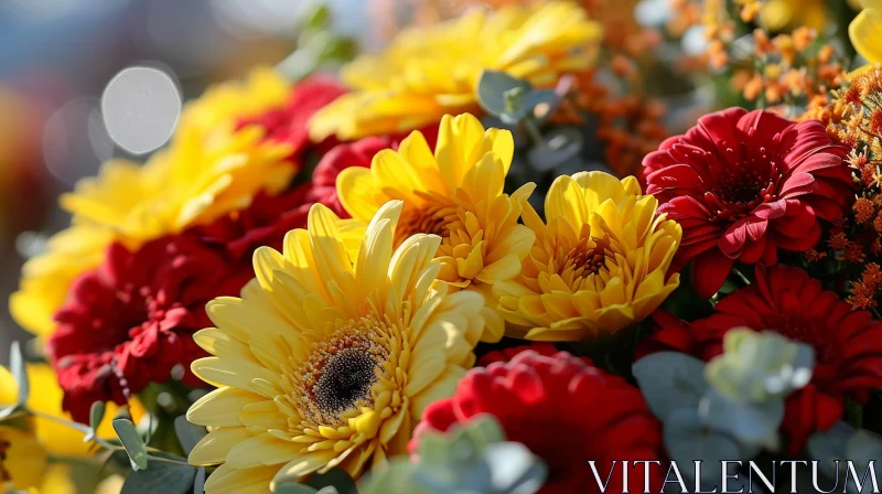 Vibrant Bouquet of Red and Yellow Flowers | Close-up Photography AI Image