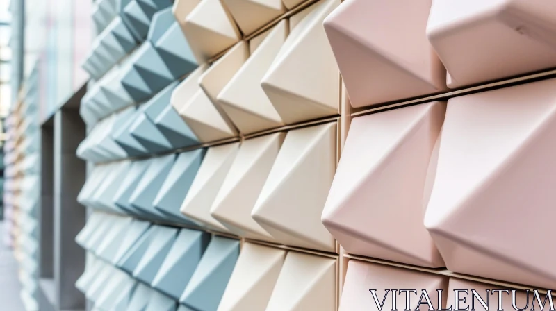 3D Geometric Shapes on Ceramic Tile Wall - Contemporary Architecture AI Image