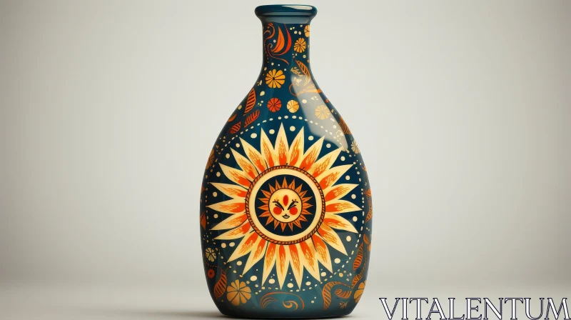 AI ART Blue and Orange Decorative Bottle - 3D Rendering