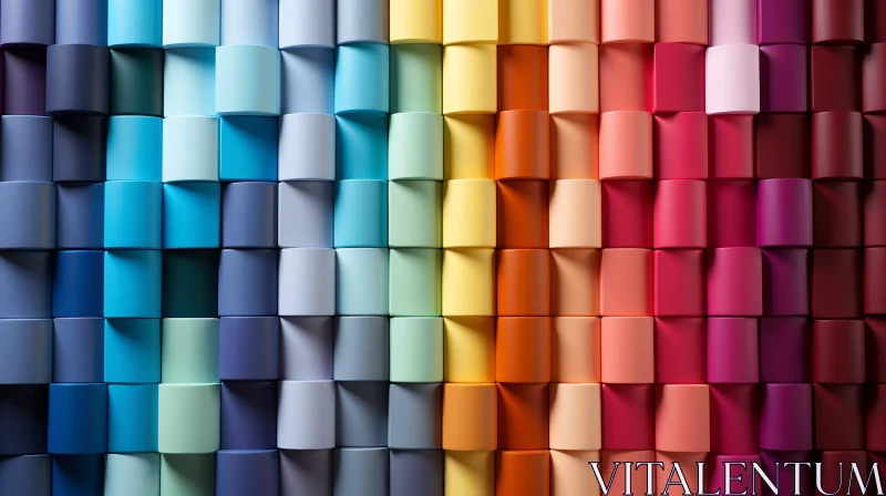 Colorful 3D Cylinder Wall Art AI Image