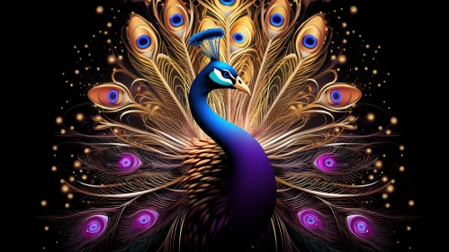 Colorful Peacock Digital Painting