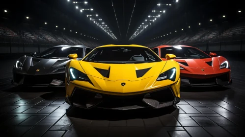 Luxury Supercars: Yellow, Grey, and Red Lamborghini Veneno