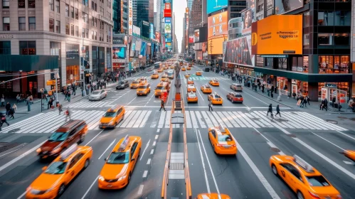 New York City Yellow Taxis Urban Scene