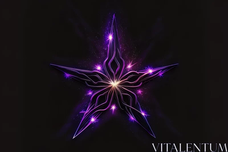 Captivating Purple Star on Dark Background | Realistic-Fantasy Art AI Image
