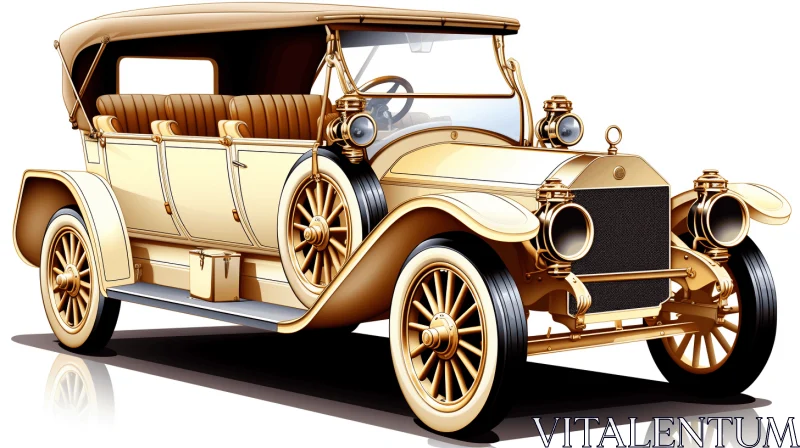 Captivating Vintage Car Illustration with Detailed Design AI Image