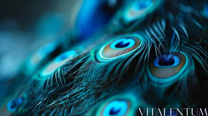 Close-Up of Peacock Feathers | Iridescent Blue and Green Highlights AI Image