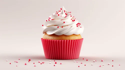 Delicious Cupcake 3D Rendering on Pink Background