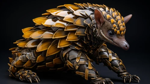 Intricate Pygmy Armadillo Sculpture in Angura Kei Style