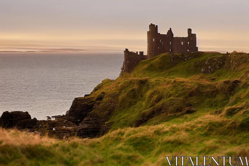 Mysterious Castle Overlooking the Ocean | Traditional British Landscapes AI Image