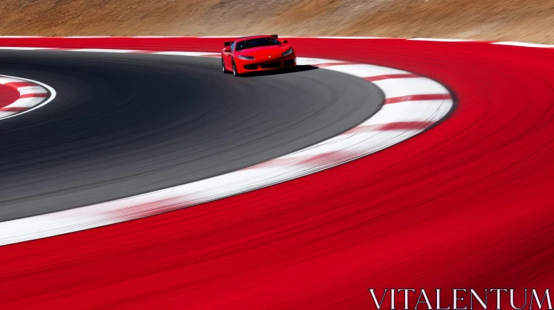 Red Sports Car Racing on Track AI Image