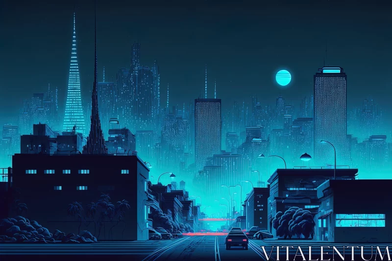 AI ART Captivating Retro-Futuristic Cyberpunk City Illustration