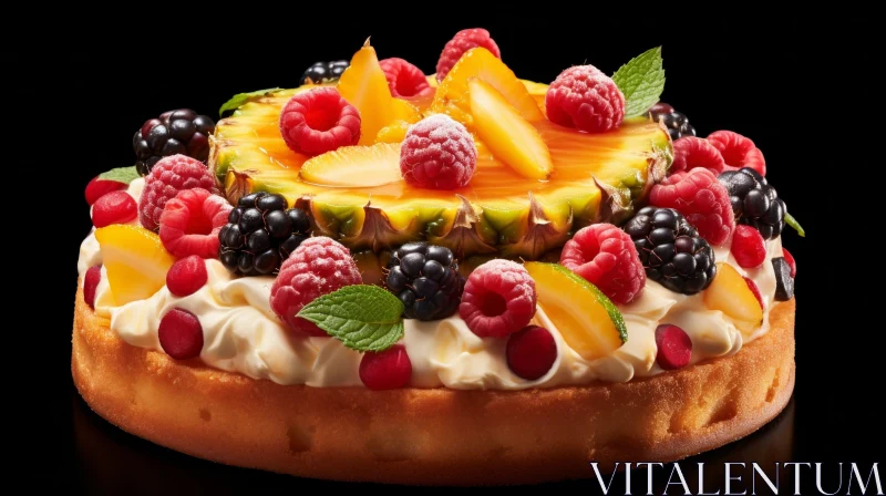 Delicious Fruit Tart Close-up AI Image