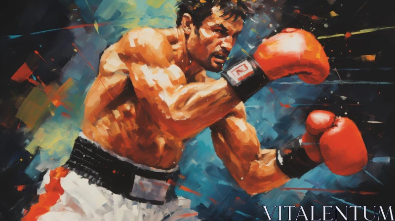 Intense Boxing Match Painting - Athlete in Action AI Image