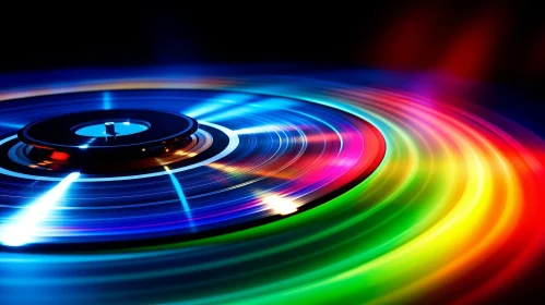 Spinning Record Abstract Art - Rainbow Colors