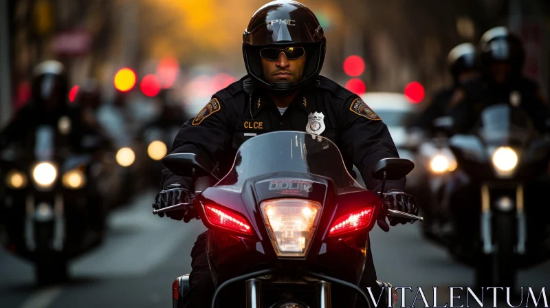 Urban Police Officer on Motorcycle AI Image