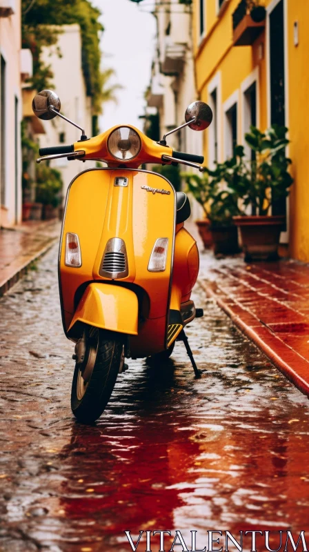 AI ART Yellow Vespa Scooter on Colorful Street