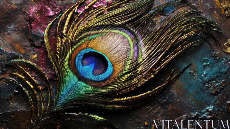 Captivating Peacock Feather Photograph | Vibrant Colors, Detailed Close-up AI Image