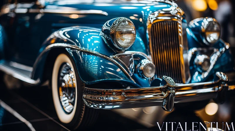 AI ART Classic Blue Car from the 1930s - Vintage Automobile