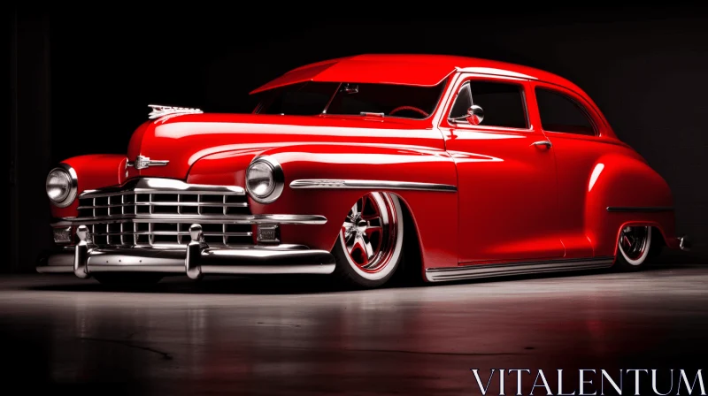 Red Classic Car Wallpaper | Monochromatic Atomic Era Art AI Image