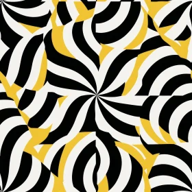 Spiral Black and White Pattern with Yellow Accents
