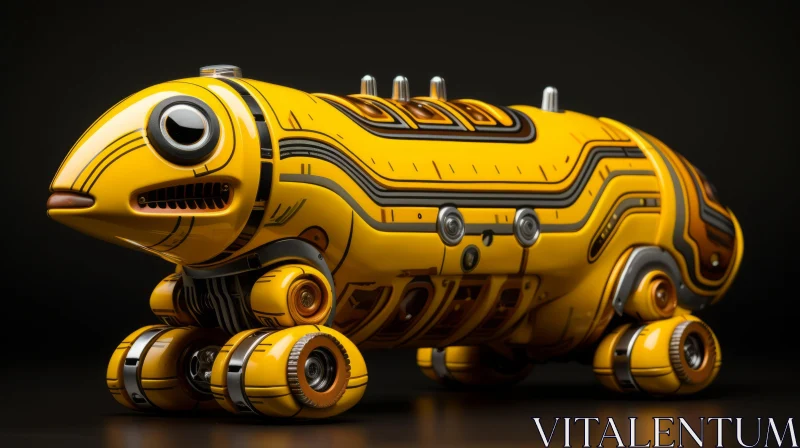 Yellow Robot Concept Art: A Fusion of Futurism and Mesoamerican Influences AI Image