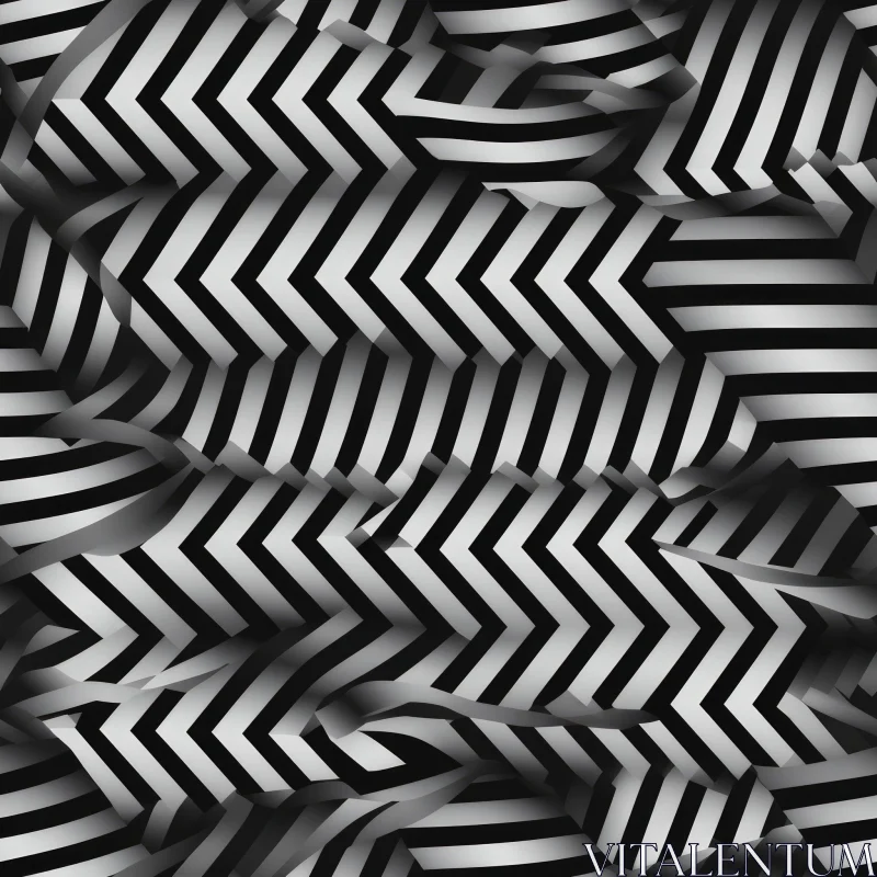 AI ART Abstract Black and White Geometric Chevron Pattern