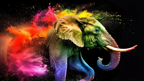 Colorful Elephant Digital Painting