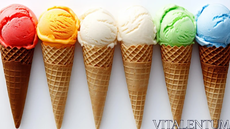 AI ART Colorful Ice Cream Cones on White Background