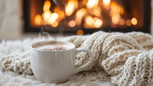 Cozy Hot Chocolate by the Fireplace