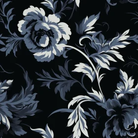 Dark Blue Floral Seamless Pattern