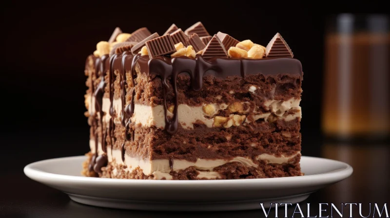 Decadent Chocolate Cake with Peanuts and Chocolate Chunks AI Image