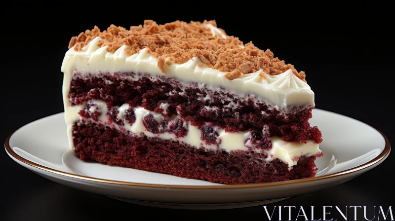 AI ART Delicious Red Velvet Cake Slice on White Plate