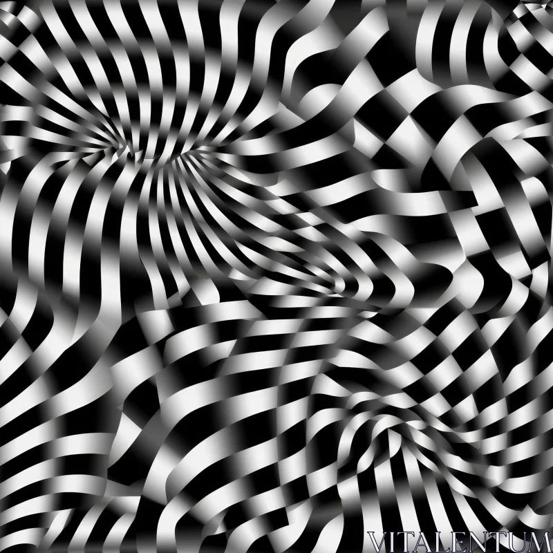 AI ART Hypnotic Black and White Striped Pattern