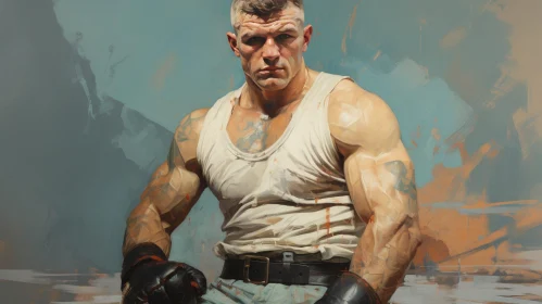 Muscular Man Portrait Ready for Fight