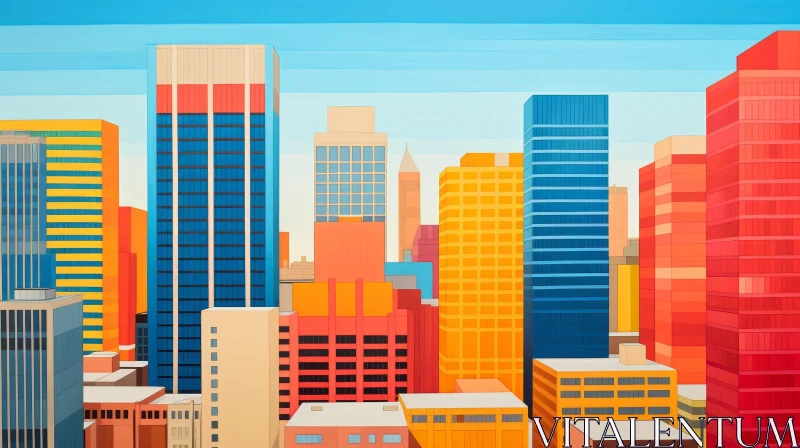 Optimistic Cityscape Painting - Geometric Urban Art AI Image