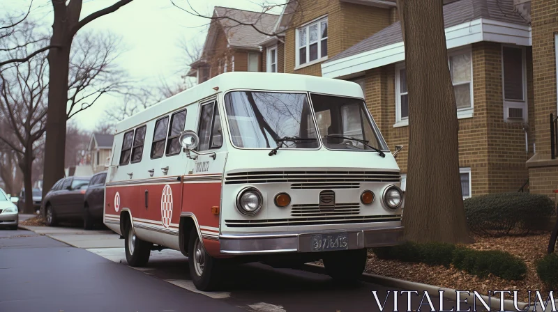 Red and White Chevrolet Van on Street AI Image